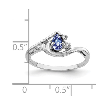 14k White Gold 5x3mm Pear Tanzanite AAA Diamond ring