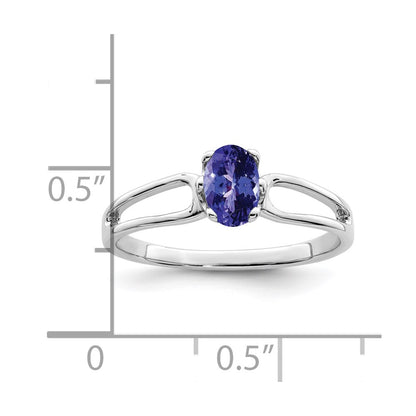 14k White Gold 6x4mm Oval Tanzanite ring