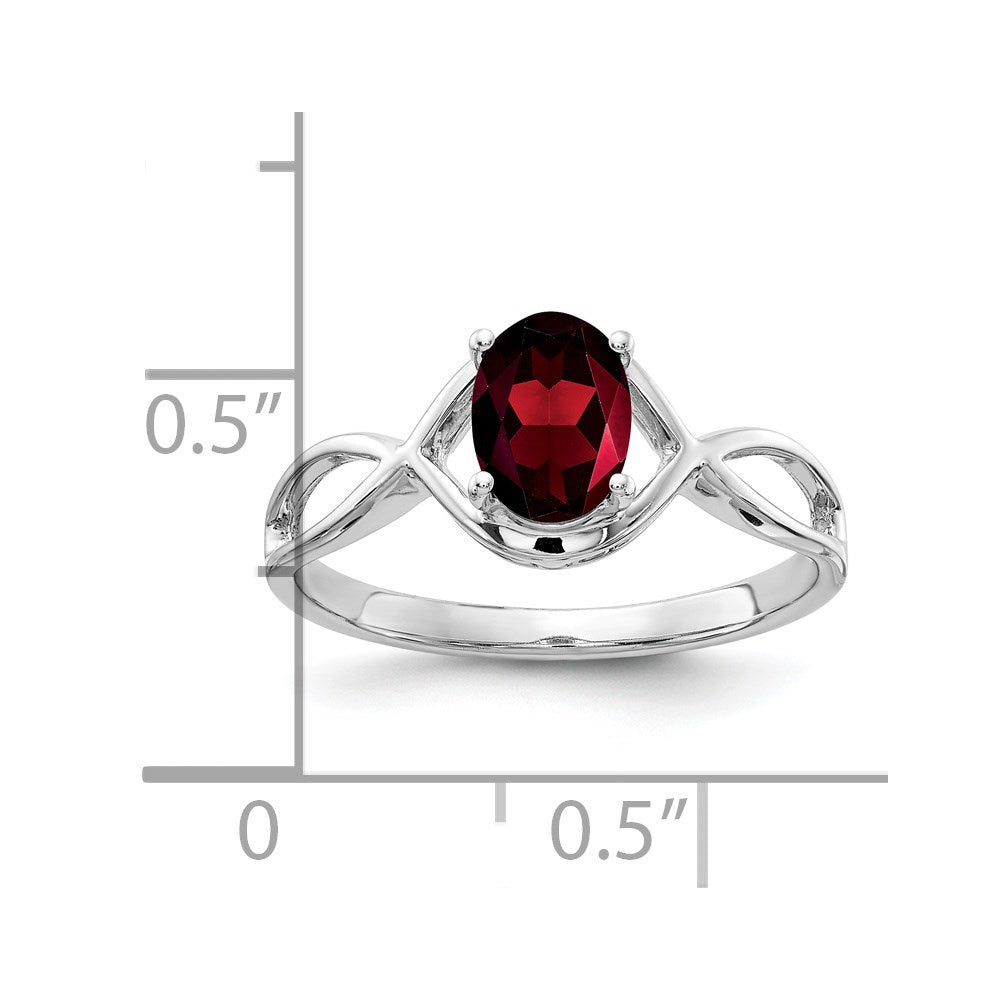 14k White Gold 7x5mm Oval Garnet Ring