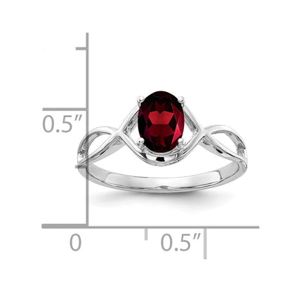 14k White Gold 7x5mm Oval Garnet Ring