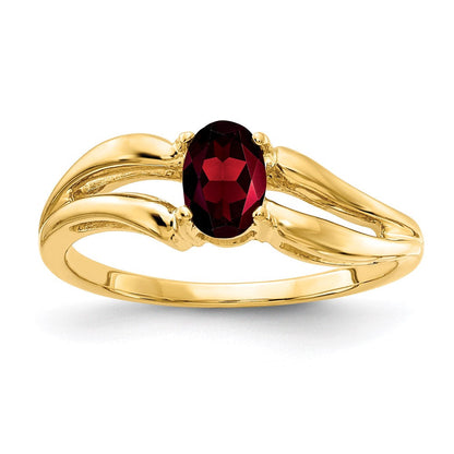 14K Yellow Gold 6x4mm Oval Garnet ring