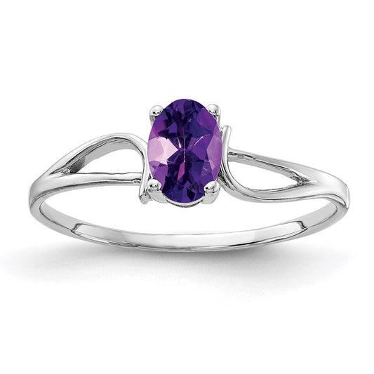 14k White Gold 6x4mm Oval Amethyst ring