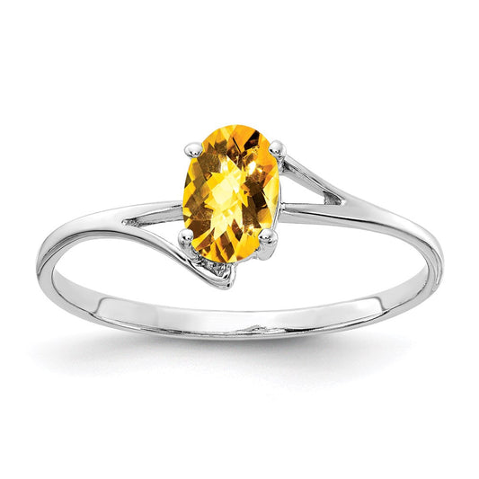 14k white gold 6x4mm oval citrine checker ring y4660cc