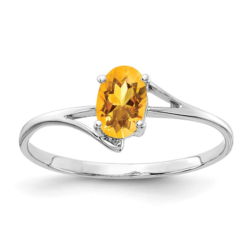 14k White Gold 6x4mm Oval Citrine ring