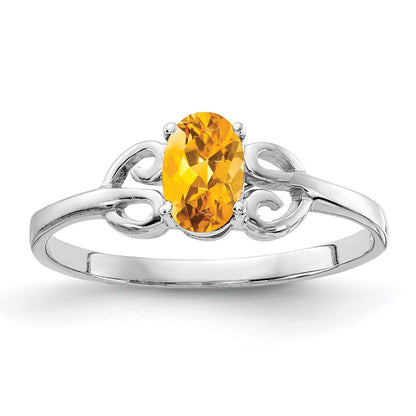 14k white gold 6x4mm oval citrine ring y4662ci