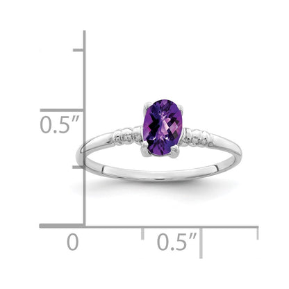 14k white gold 6x4mm oval amethyst checker ring y4667ac