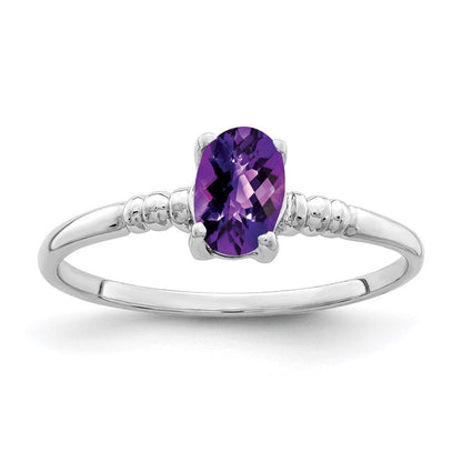 14k white gold 6x4mm oval amethyst checker ring y4667ac