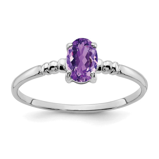 14k White Gold 6x4mm Oval Amethyst ring