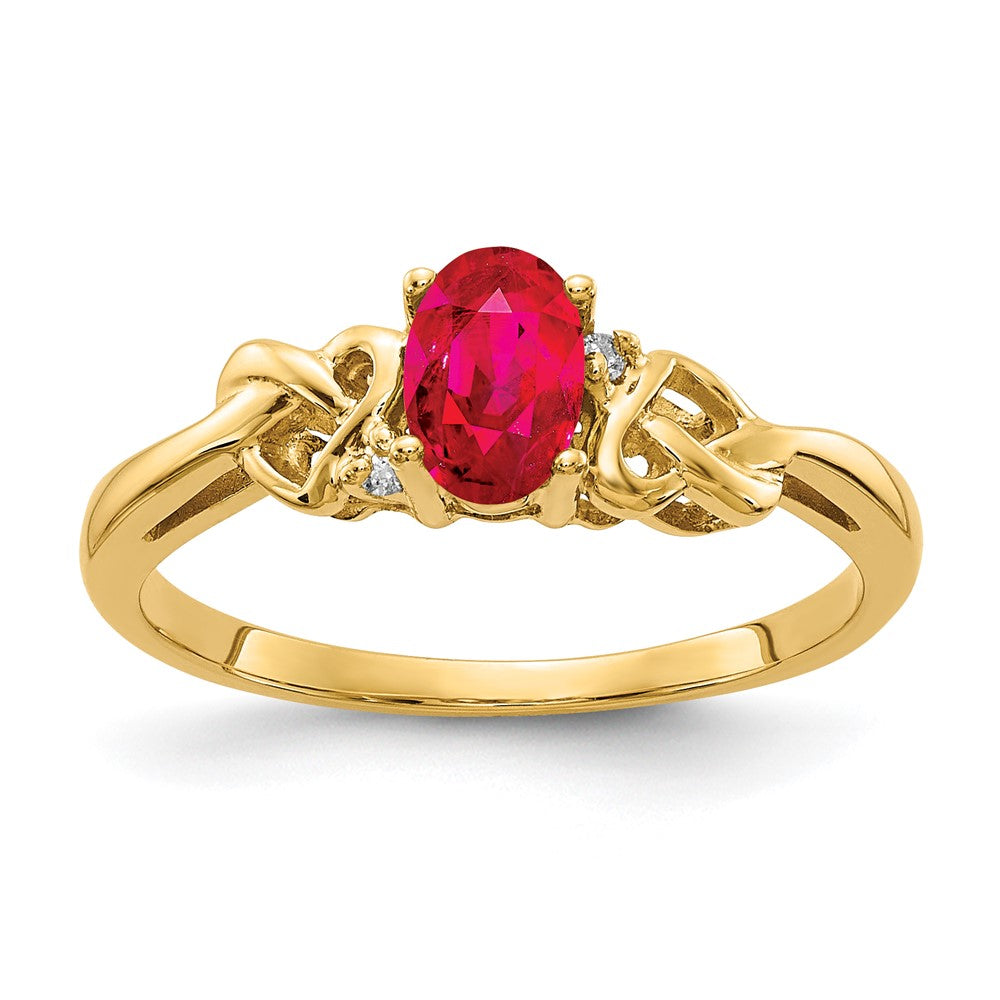 14k Yellow Gold 6x4mm Oval Ruby AA Diamond ring
