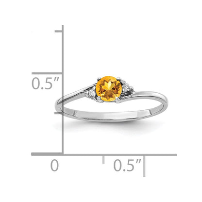 14k White Gold 4mm Citrine A Real Diamond ring