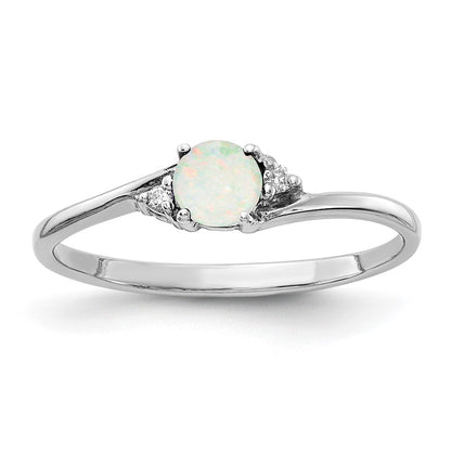 14k White Gold Opal and Diamond Ring