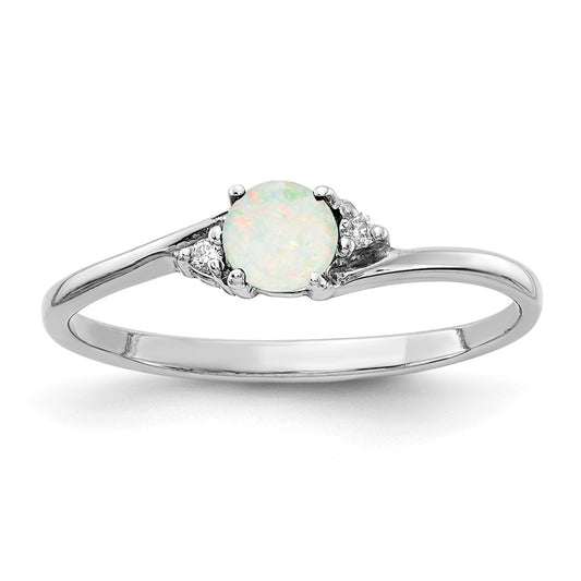 14k White Gold Opal and Diamond Ring