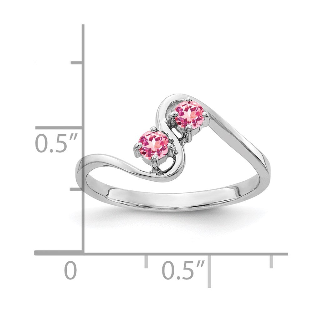 14k White Gold 3mm Pink Tourmaline ring