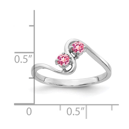 14k White Gold 3mm Pink Tourmaline ring