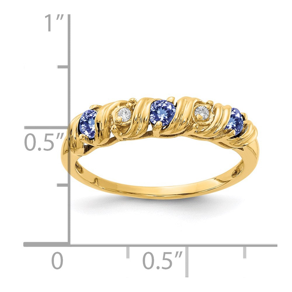 14k Yellow Gold 2.75mm Tanzanite AA Diamond ring