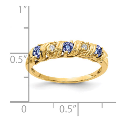 14k Yellow Gold 2.75mm Tanzanite AA Diamond ring