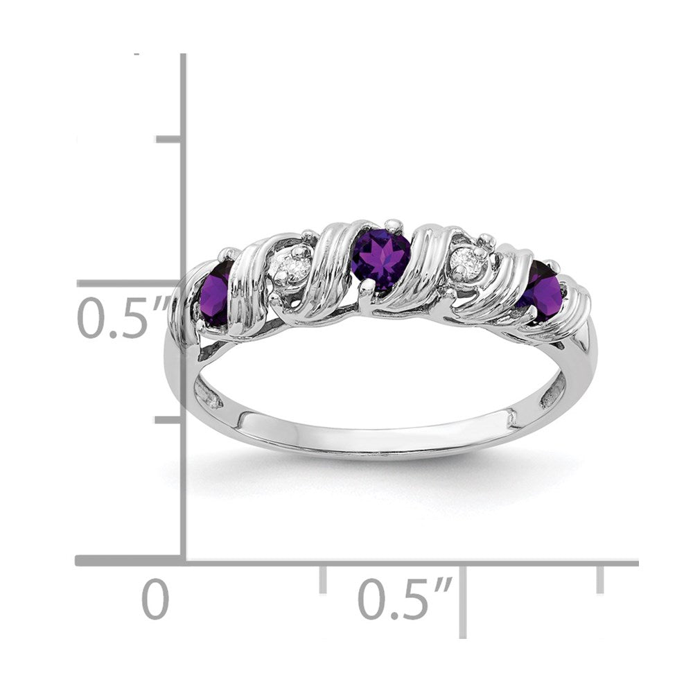 14k White Gold 2.75mm Amethyst A Real Diamond ring