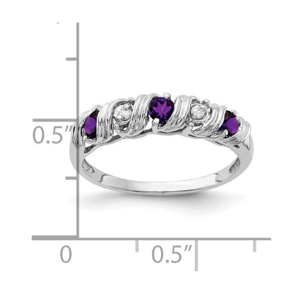 14k White Gold 2.75mm Amethyst A Real Diamond ring