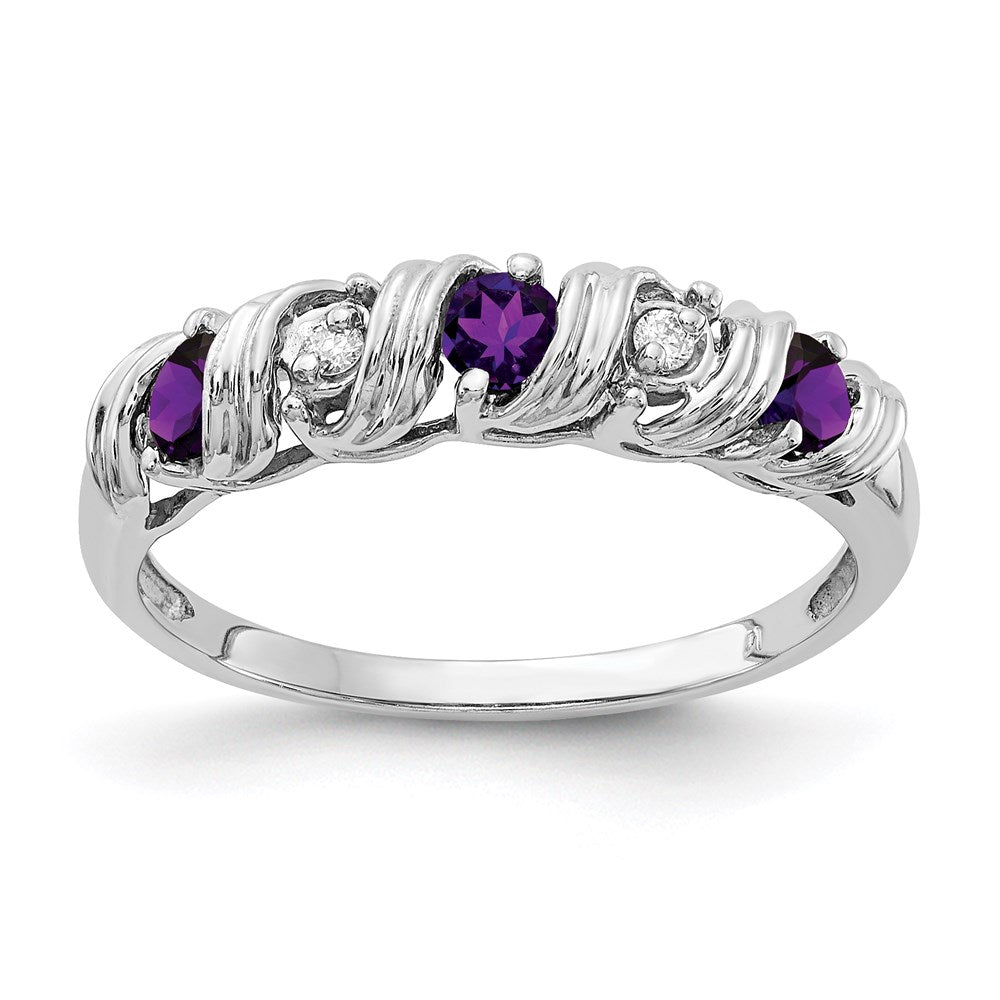 14k White Gold 2.75mm Amethyst A Real Diamond ring