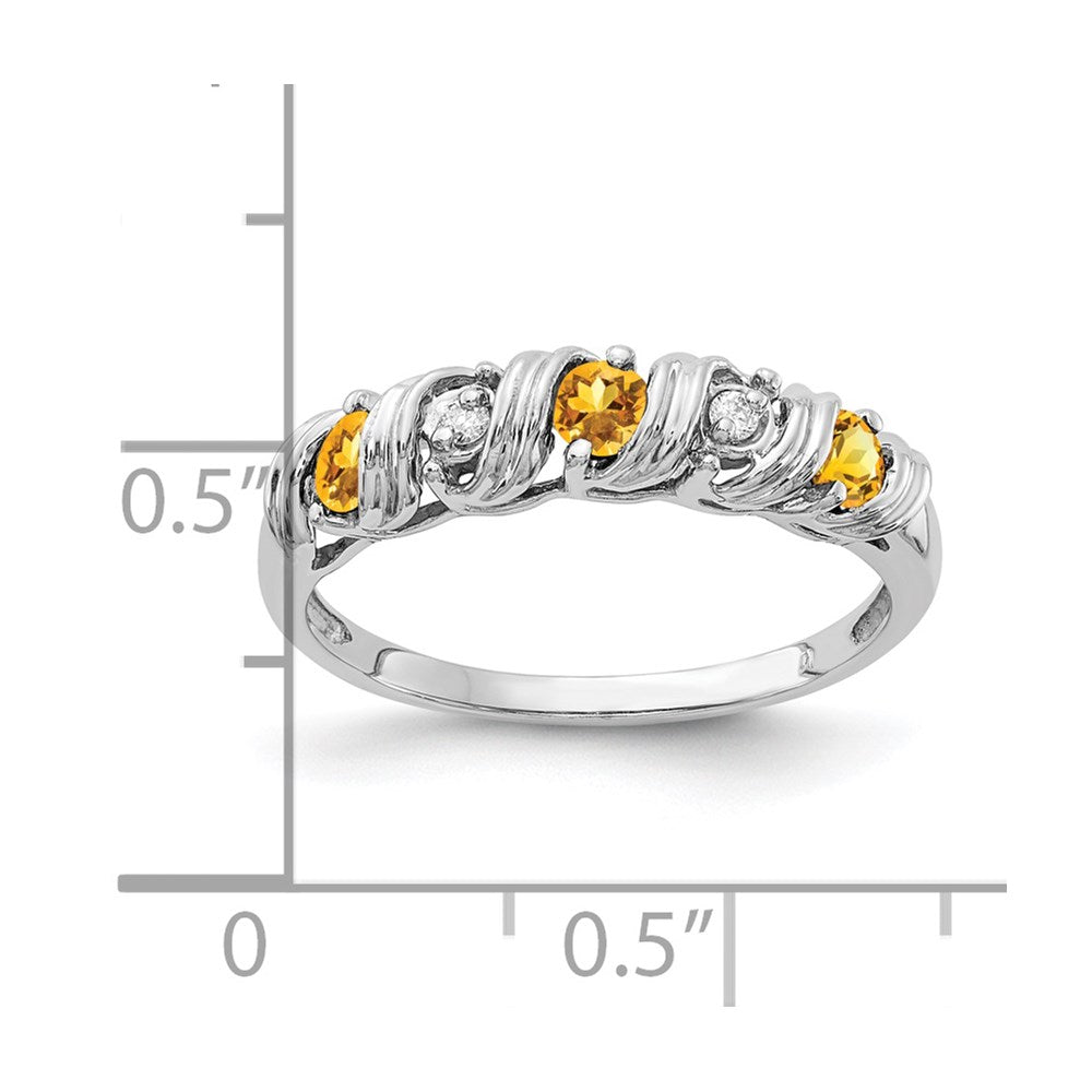 14k White Gold 2.75mm Citrine A Real Diamond ring