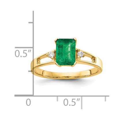 14k yellow gold 7x5mm emerald cut emerald a real diamond ring y4757e a