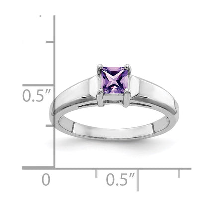 14k White Gold 4mm Princess Cut Amethyst ring