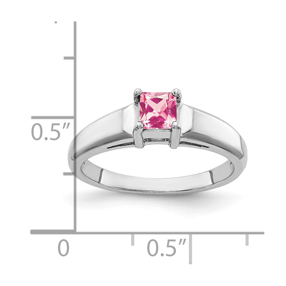 14k White Gold 4mm Princess Cut Pink Tourmaline Ring