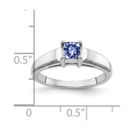 14k White Gold 4mm Princess Cut Tanzanite ring
