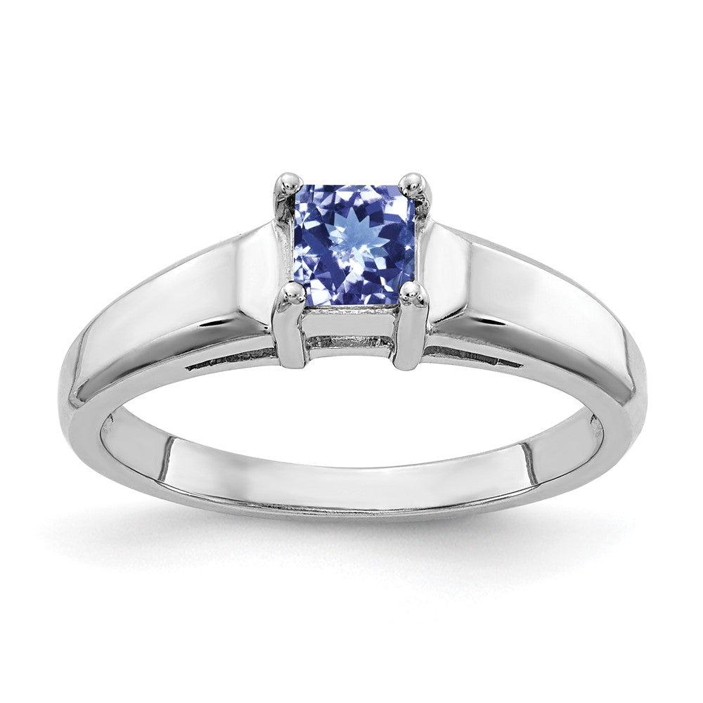 14k White Gold 4mm Princess Cut Tanzanite ring