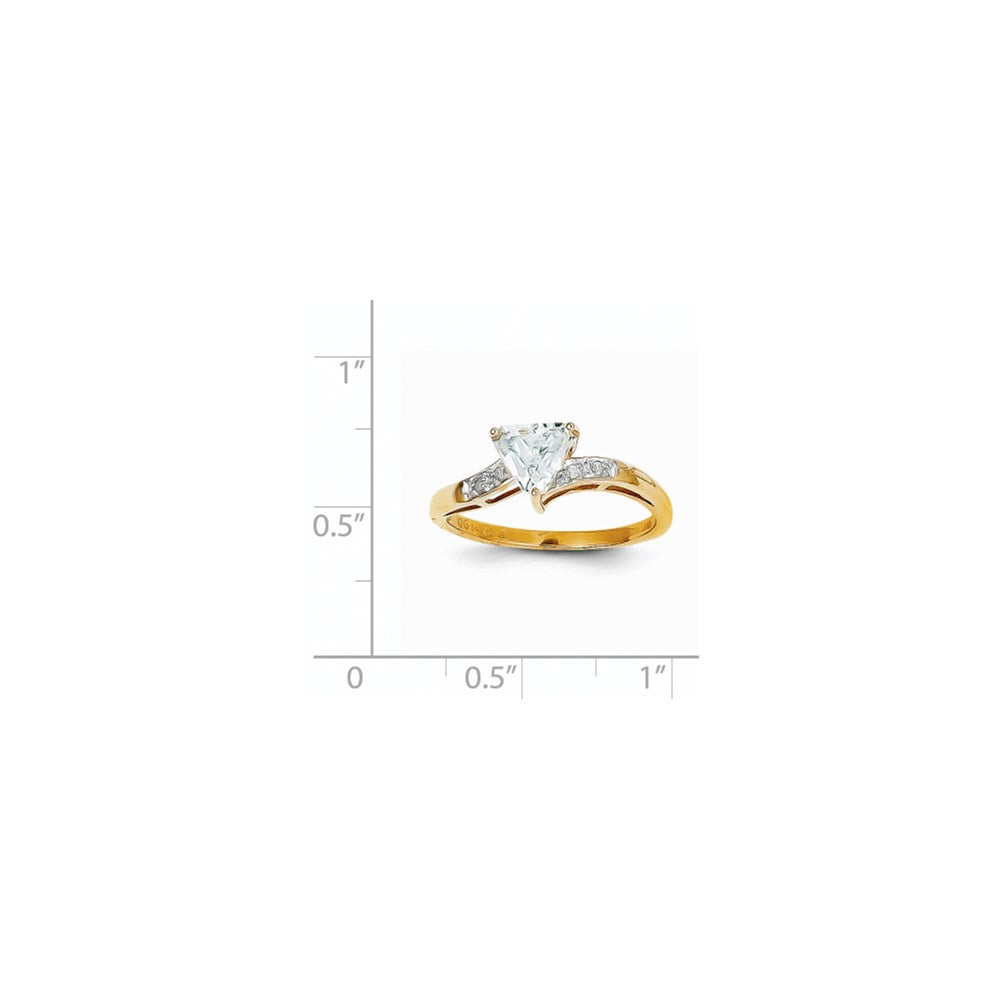 14K Yellow Gold Aquamarine & Real Diamond Ring