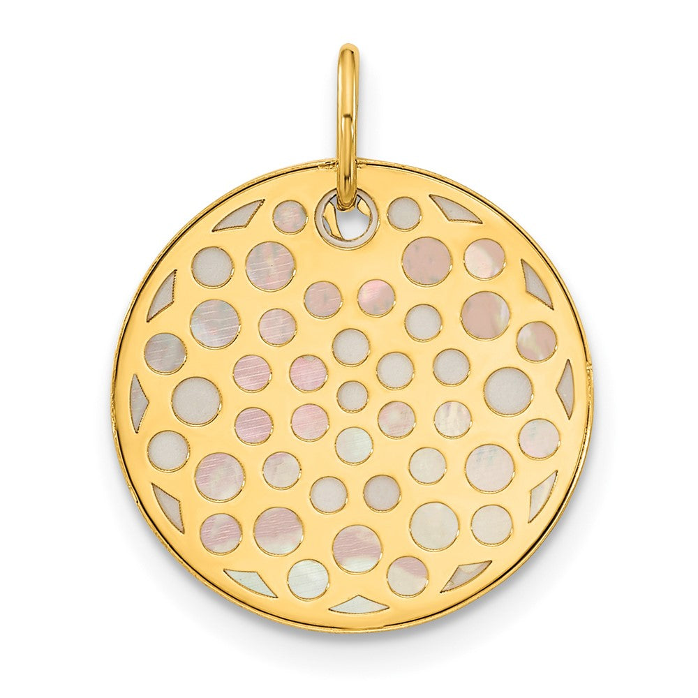 14k Yellow Gold Polished Mother of Pearl Earth Pendant