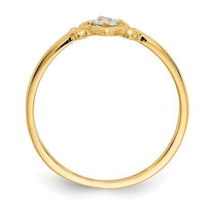 14K Yellow Gold Aquamarine Birthstone Heart Ring