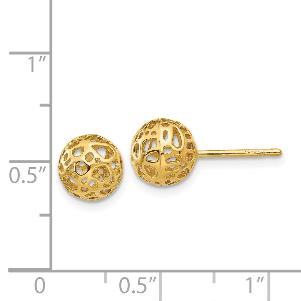 14k Yellow Gold Medium Fancy Ball Post Earrings