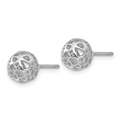14k White Gold Medium Fancy Ball Post Earrings