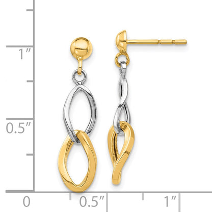 14k Two-tone Gold Dangle Post Earrings