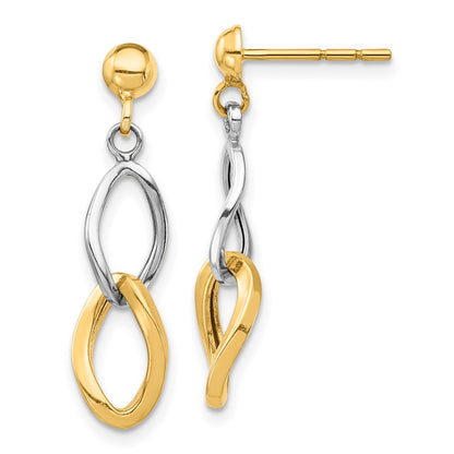 14k Two-tone Gold Dangle Post Earrings