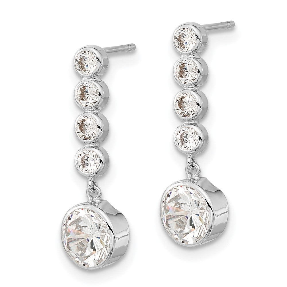 14k White Gold CZ Post Dangle Earrings
