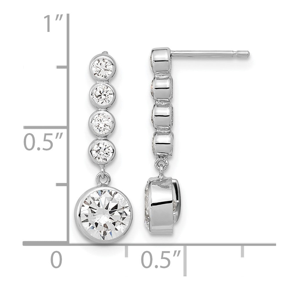 14k White Gold CZ Post Dangle Earrings