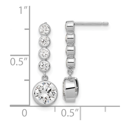 14k White Gold CZ Post Dangle Earrings