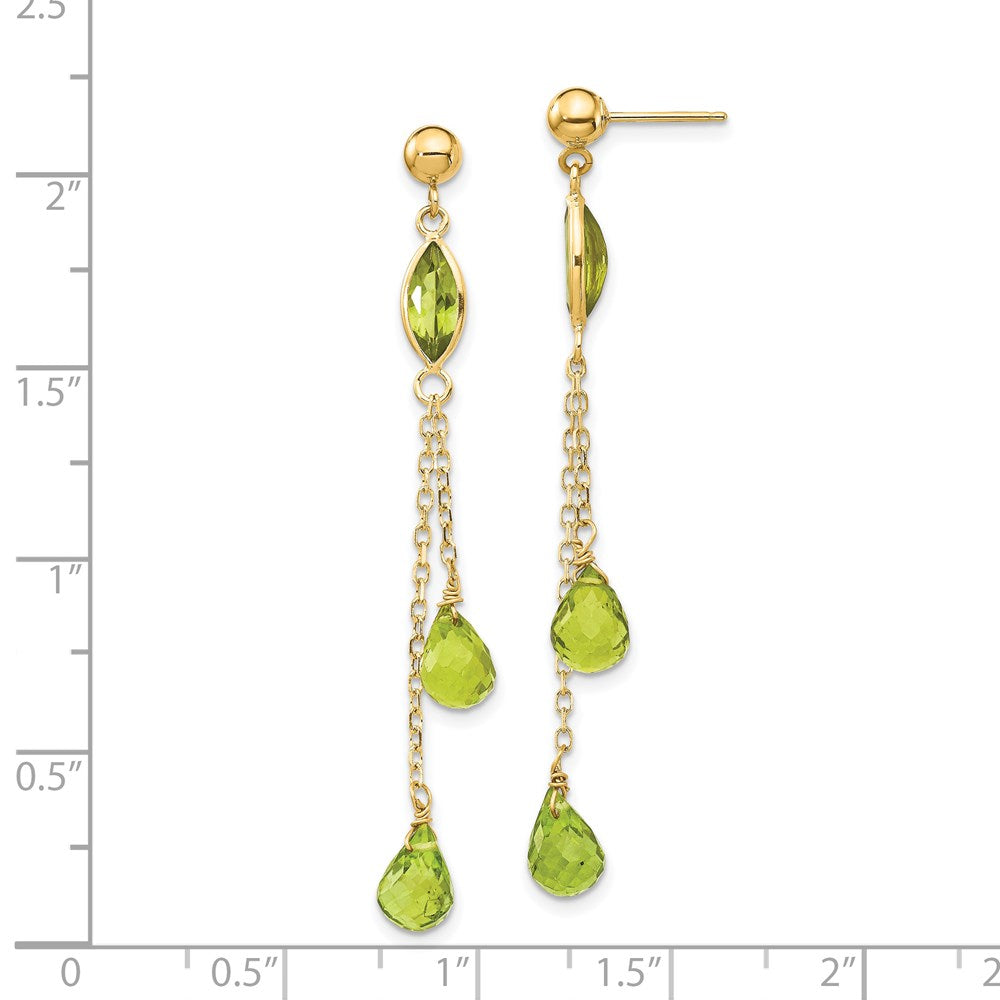 14k Peridot Dangle Earrings