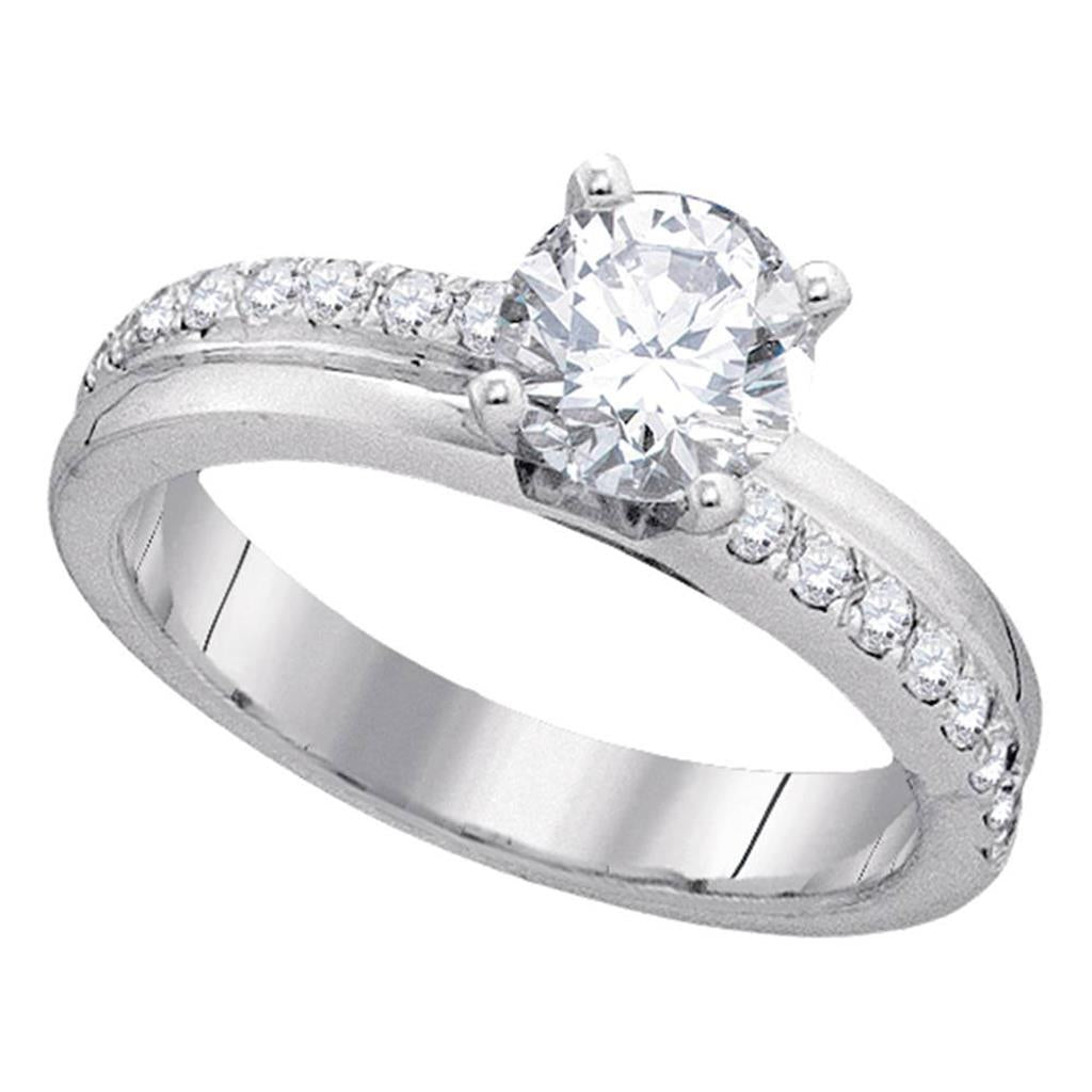 14k White Gold Round Diamond Solitaire Bridal Engagement Ring 1-1/3 Cttw