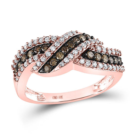 3/4 Ct. Natural Brown and White Diamond Infinity Band Ring in 14K Rose Gold