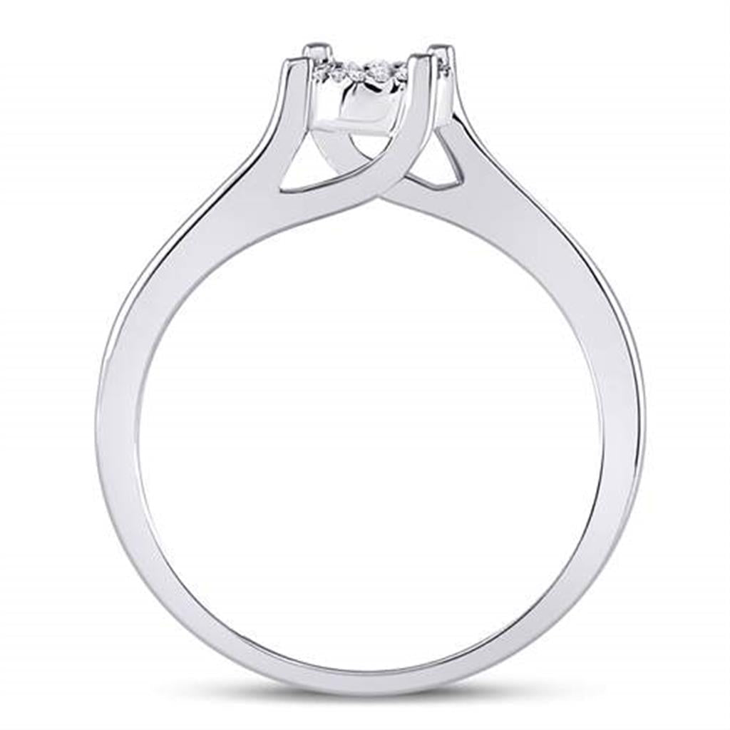 14k White Gold Round Diamond Cluster Bridal Engagement Ring 1/8 Cttw