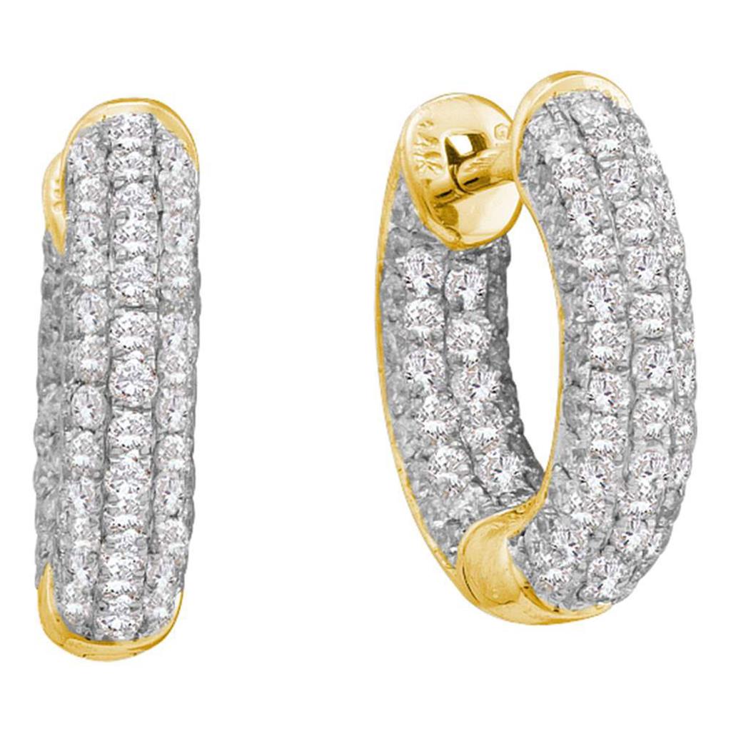 14k Yellow Gold Round Diamond Huggie Earrings 3/4 Cttw
