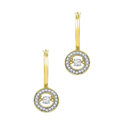 10k Yellow Gold Round Diamond Moving Dangle Earrings 1/3 Cttw
