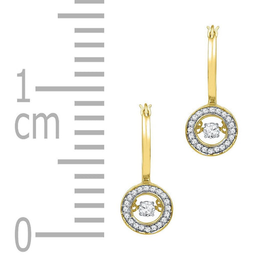 10k Yellow Gold Round Diamond Moving Dangle Earrings 1/3 Cttw