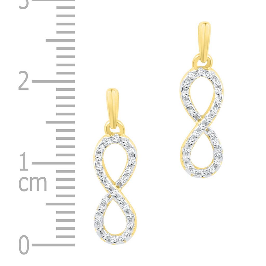 10k Yellow Gold Round Diamond Infinity Dangle Earrings 1/4 Cttw