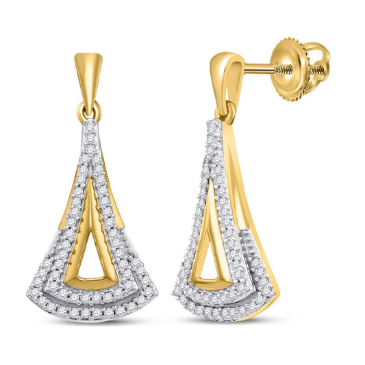 10k Yellow Gold Round Diamond Dangle Earrings 1/4 Cttw