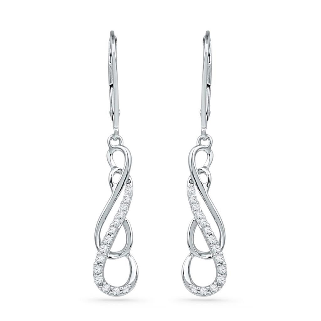 10k Two-tone Gold Round Diamond Dangle Earrings 1/4 Cttw