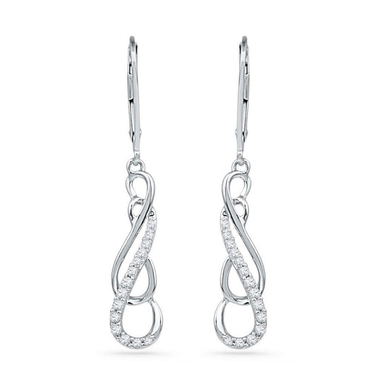 10k Two-tone Gold Round Diamond Dangle Earrings 1/4 Cttw